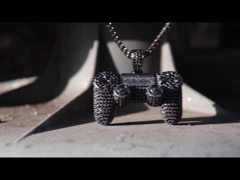 Black Game Controller with CZ Stones | Hip Hop Necklaces | King Ice